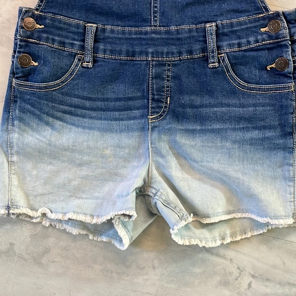 Justice    Ombre   Blue/White   Shortalls Girl’s Sz 16    NWOT    Fit Jr. Size 5